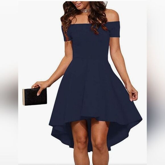 Sarin Mathews Navy Fit and Flare Dress with Hi Low Hem Size Medium M - Picture 1 of 7